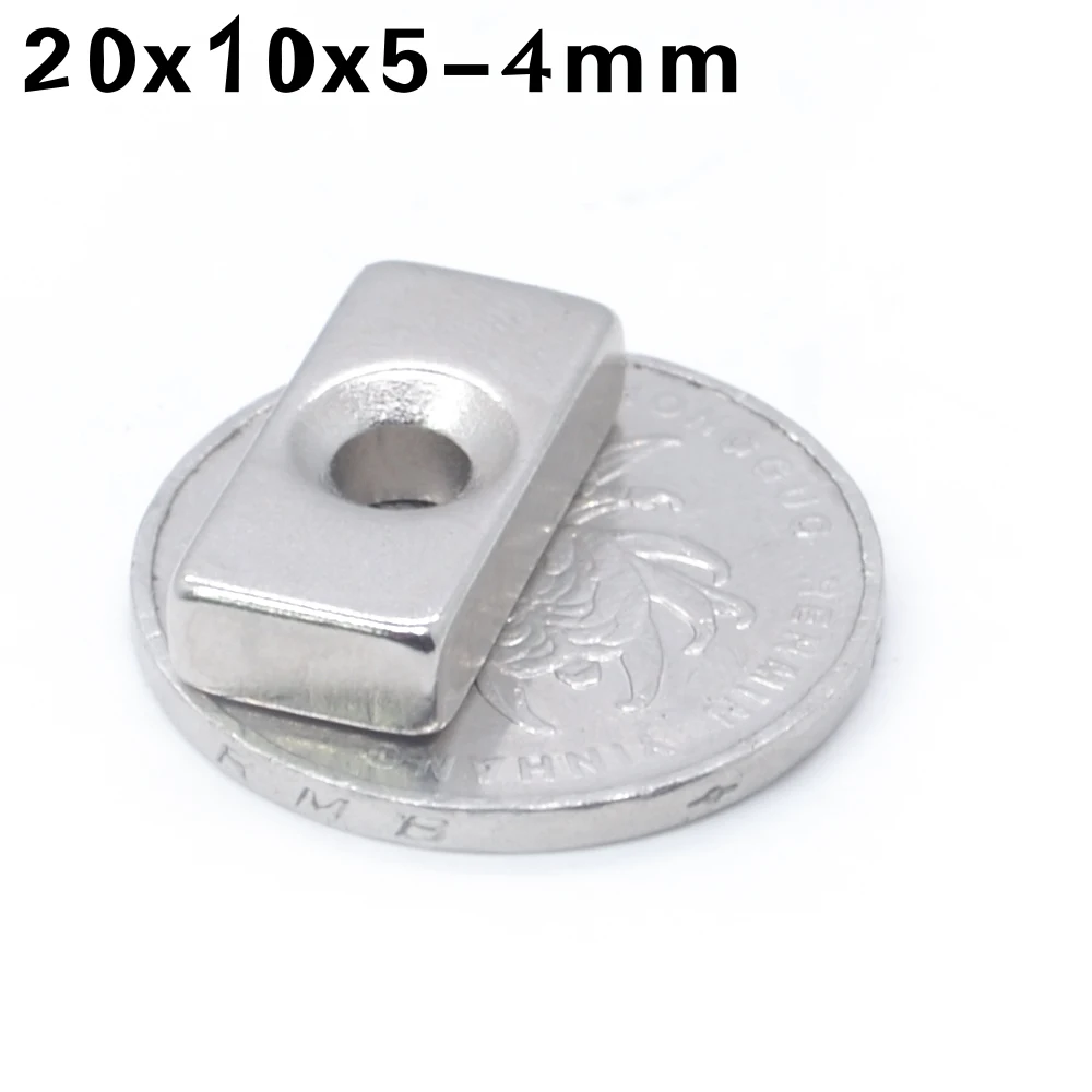 10 шт./лот 20x10x5 мм отверстие 4 мм N35 Супер сильный блок кольцо магниты редкоземельный постоянный неодимовый магнит