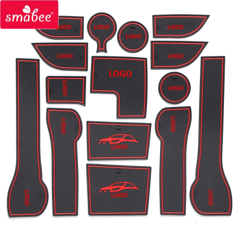 

smabee Gate slot mat For Hyundai 2017 - 2019 Solaris 2 Interior Door Pad/Cup Non-slip mats red/blue/white 15pcs