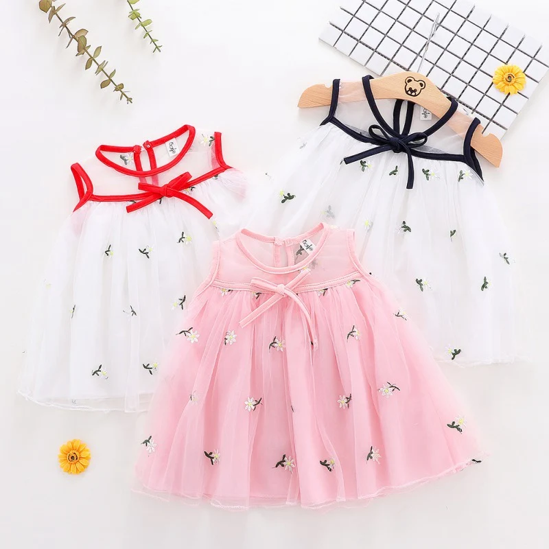 Повседневное летнее платье для маленьких девочек одежда с цветочным принтом для малышей платье для маленьких девочек платье принцессы для