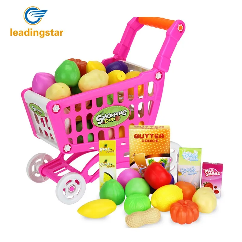 2 Mini Carrelli Della Spesa Giocattolo - Rosso E Blu Per Bambini E Decorazione