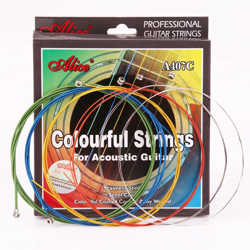 Alice A407C Acoustic Guitar Strings Colorful Classical Coated Copper