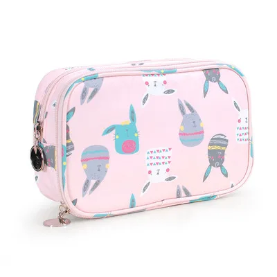 Новая водонепроницаемая сумка для макияжа, портативный двухслойный вместительный дорожный Органайзер сумки для косметики, женский набор туалетных принадлежностей для туалетной сумки - Цвет: Light pink rabbit