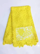 African lace fabric 5yds/pce by dhl 100% cotton material yellow laces for women event dress 2017 new arrival nigerian fabrics