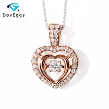 DOVEGGS Подлинная 14K 585 Желтое золото 0,1 ct центр 3 мм F цвет Выращенный в лаборатории Муассанит алмазный кулон с акцентами для женщин