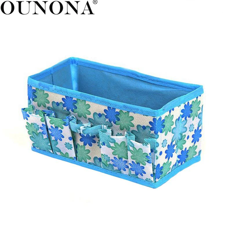 

OUNONA 3 Colors Home Office Desktop Multifunction Folding Makeup Cosmetics Storage Box Container Case Stuff Organizer