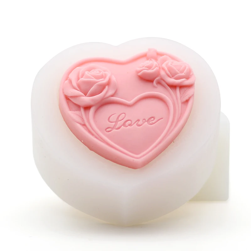 

High end DIY handmade soap mold, heart shaped rose gift soap food grade silica gel mould