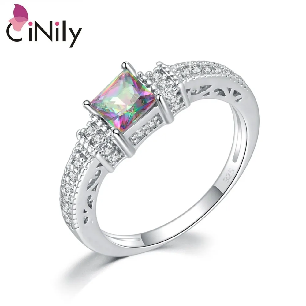 

Beautiful Lady style ! Wholesal Women Jewelry Mystic Topaz & Zircon 925 Silver Stamp Ring Size 7 / 8 / 9 NJ5970