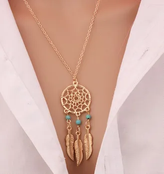 

Trendy Style Dreamcatcher Pendant Mandala Lotus Necklace feather Stone Pendant Jewelry clavicle Necklace ND69