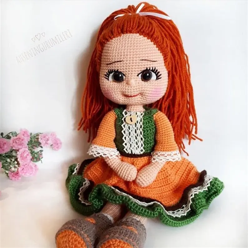 

crochet toys amigurumi handmade rattles doll girl model number DXR0012
