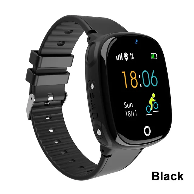 Черный HW11 gps водонепроницаемые умные детские часы с Bluetooth, шагомером, Смарт-часы для детей, SOS Вызов, детское безопасное носимое устройство - Цвет: Черный