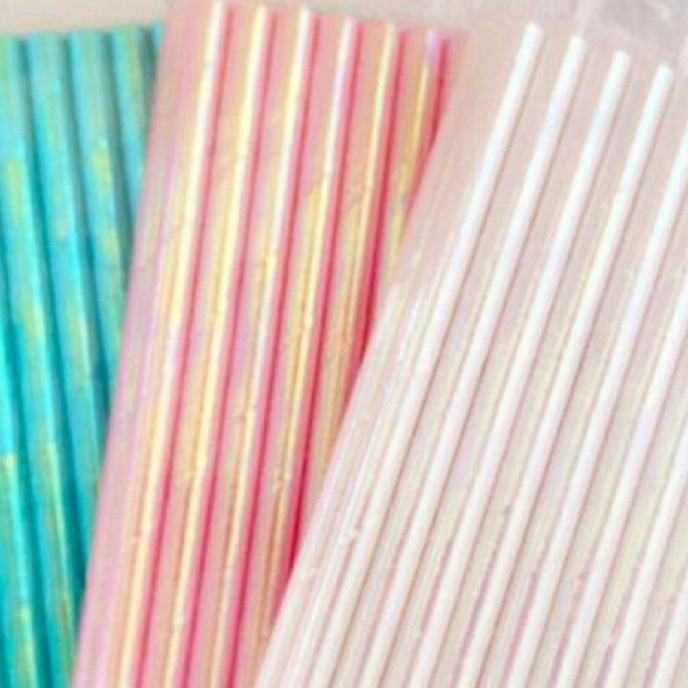 25 шт переливчатая Радуга бумажные соломинки для напитков поп-палочки для торта вечерние DIY Поставки цвет случайный