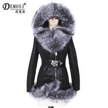 Winter Leather Jacket Women Suede fur Coats thick Artificial Fashion Slim Suede Female Models leather Faux Fox Fur Collar Coat