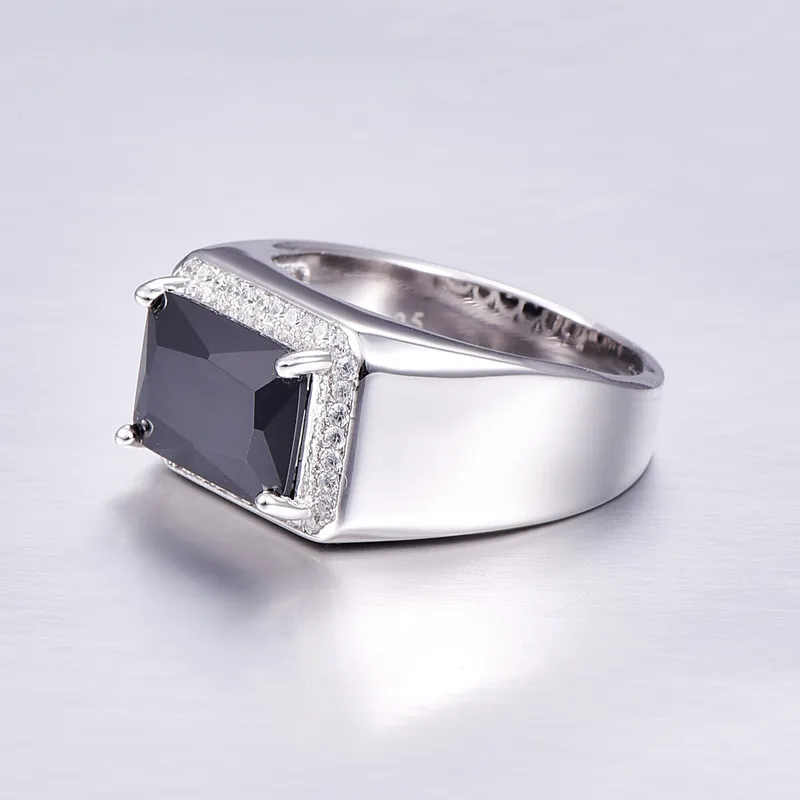 BONLAVIE, высокое качество, подлинный 925 пробы, серебряное кольцо на палец, 6.8ct, изумрудная огранка, винтажные черные кольца, ювелирные изделия, бренд, большой размер 6-11
