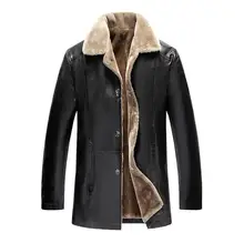 2017 Hot Sale Winter Thick faux Leather Garment Casual flocking Leather Jacket Men’s Clothing PU Leather coat Men w509