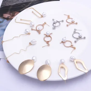 

European Geometric Irregular Metal Imitation Pearl Drop Earrings for Women Jewelry Punk Simple Statement Mujer Pendientes