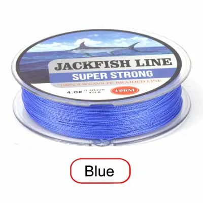 JACKFISH 100 м 4 нити PE плетеная леска с подарком 10-80LB PE леска с посылка для ловли карпа в соленой воде - Цвет: Синий