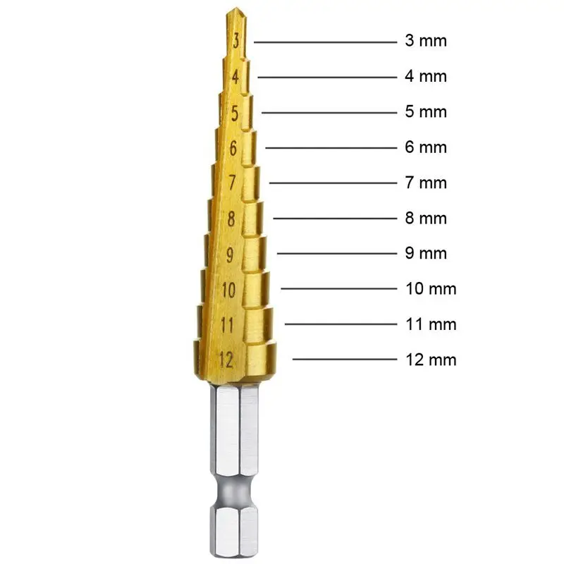 3 шт. HSS титана шаг сверло набор и 1 шт. автоматический центр удар