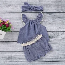 Комплект летней одежды для маленьких девочек; блузка с рукавами-крылышками+ брюки+ шорты+ повязка на голову с бантом; Carters; детская одежда для маленьких девочек