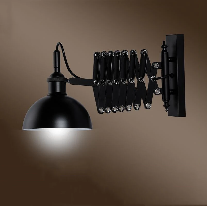 Retro loft flexible lámpara de pared vintage de hierro estiramiento