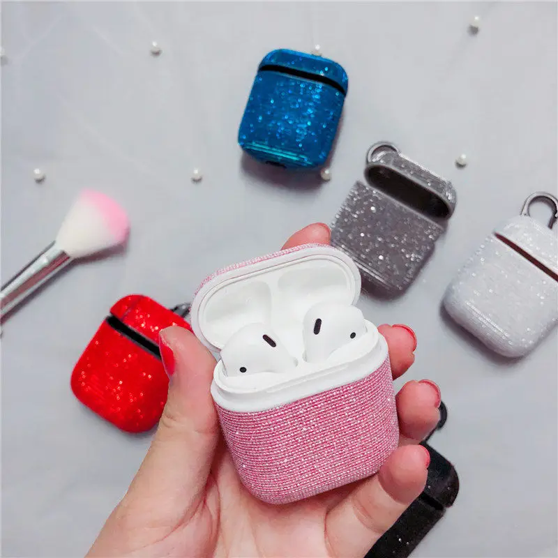 VETOMEET Стразы узор Bluetooth беспроводной Чехол для наушников для Apple Airpods с кнопками чехол для наушников Аксессуары для наушников - Цвет: Pink