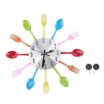 

Colore Fork Spoon Kitchen Cutlery Wall Clock Decoration