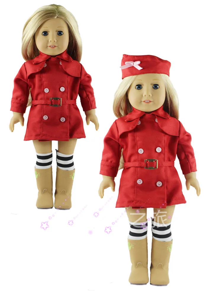 

2016 fashionable winter selling style of red nurse dress fit for 18 inch American doll and our generation