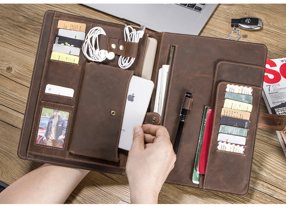 Винтажный кожаный портфель с потертостями для iPad Pro 10,5 Air 3 11 дюймов Чехол с карманом для телефона чехол для наушников с отделением для паспорта
