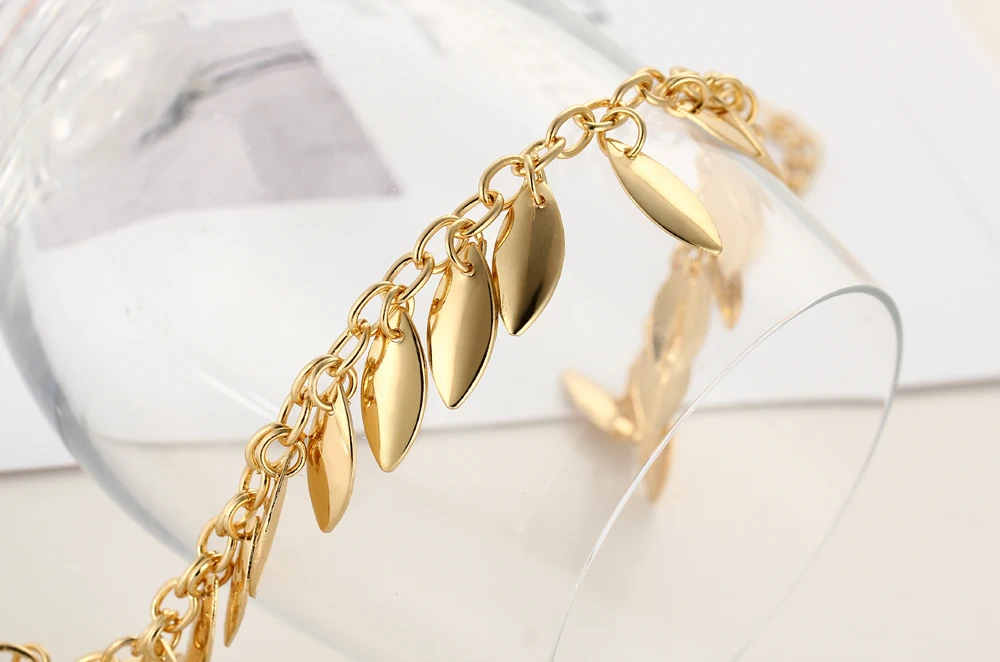 Модные летние ножные браслеты с кисточками для женщин в форме листа золотого цвета, браслеты на цепочке, женские пляжные украшения для ног, подарок