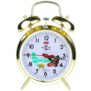 

Single-sided simple modern sleeping Alarm clock playing bells wind mechanical copper core Retro Old metal loudly pointer