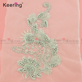 

Beautiful Sewing Large Size Handmade Rhinestone Beaded Patch WRA-657