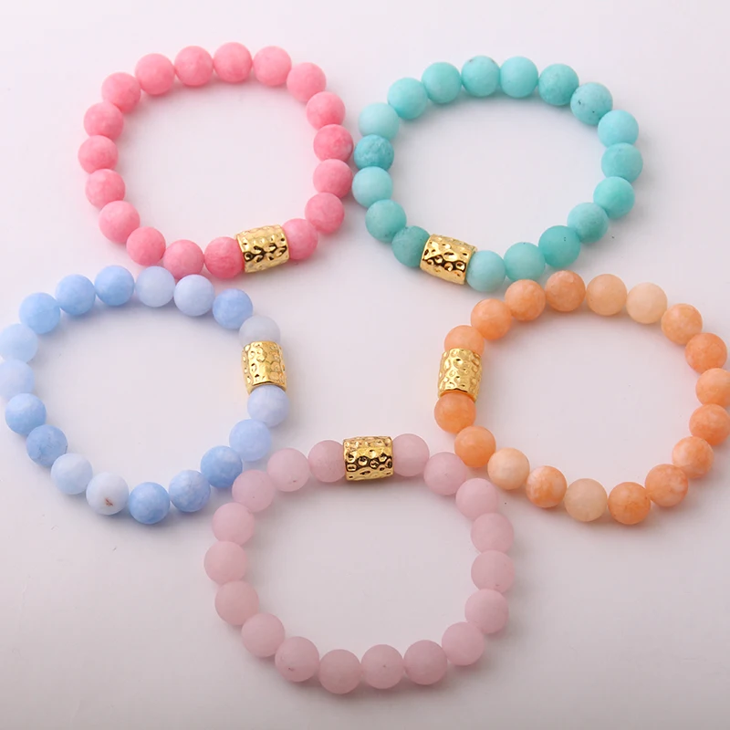 Fashion Stones Stretch bracelets Beautiful Summer Color Natural Stone Bracelet bangle |