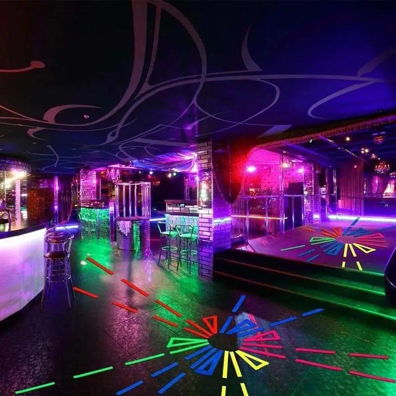 6 шт. УФ-гаффер флуоресцентная лента Blacklight реактивная светится в темноте лента неоновая ткань лента Предупреждение декор для свадебной вечеринки