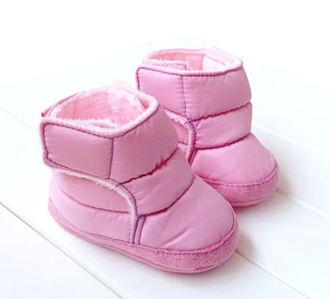 Зимние милые розовые зимние сапоги для новорожденных девочек; тканевые ботиночки для младенцев