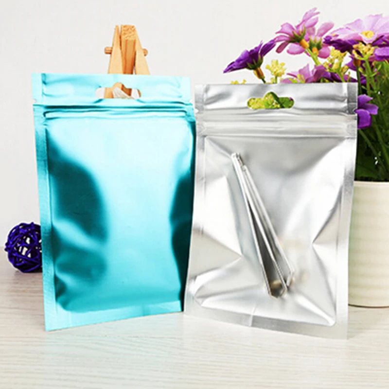 

Zip Lock Aluminum Foil Food Packaging Bag Flat Bottom Metallic Mylar Ziplock Package Bags 1Pc 8*13cm 9*15cm 9*15cm