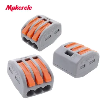 

Makerele 20 pieces/lot Wire Connector Universal Compact Wiring 3 Pin Conductor Terminals Block With Lever AWG 28-12