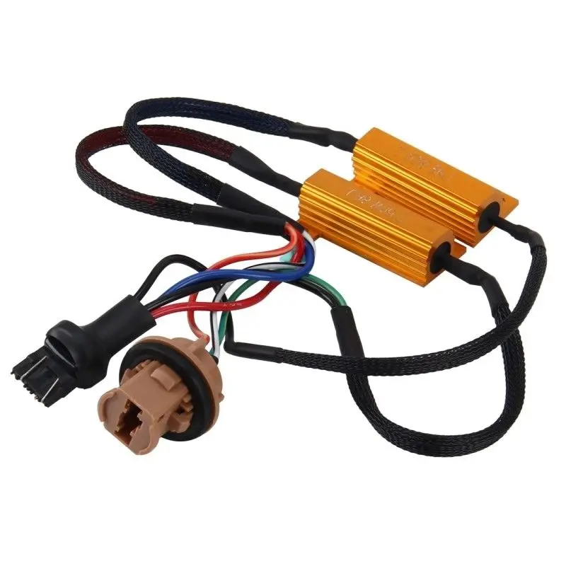 

2PCS 7443 50W 6ohm Gold Fuse LED Bulbs Fog Turn Brake Signal Load Resistor Wiring Canbus No Error Free Fix Flash Blink Hypers
