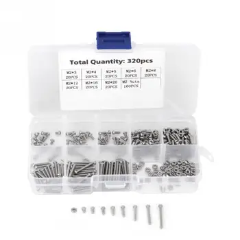 

320pcs M2 Machine Screws Set stainless steel Nuts Fasteners for Laptop/Hard Disk/Keyboard/Phone/PC Hardware Accessories