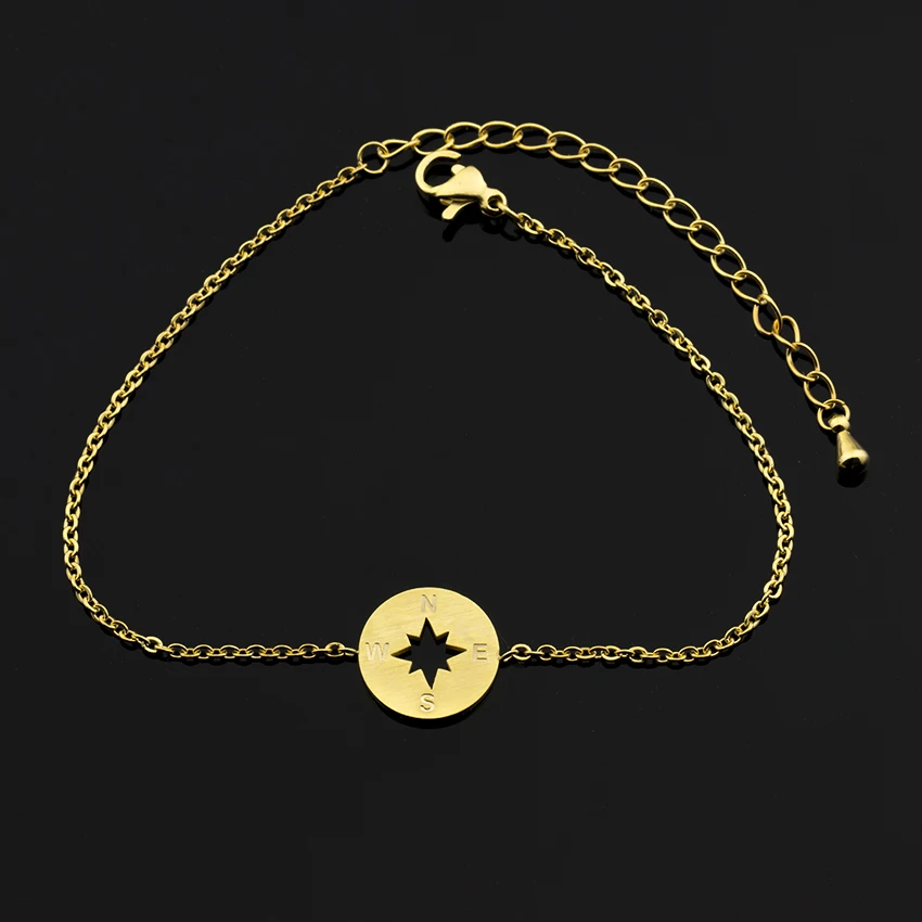 Браслеты Mujer Moda 2017 Нержавеющая сталь крошечные Компасы цвета: золотистый