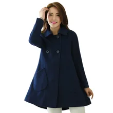 Новое горячее женское осеннее пальто двубортное плотное шерстяное пальто с отложным воротником Женская куртка YAA99