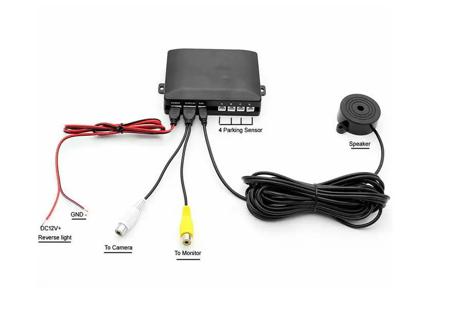 Автомобильный Видео парковочный датчик, камера заднего вида, радар система, Авто Реверсивный 4 детектора+ камера заднего хода для подключения монитора автомобиля