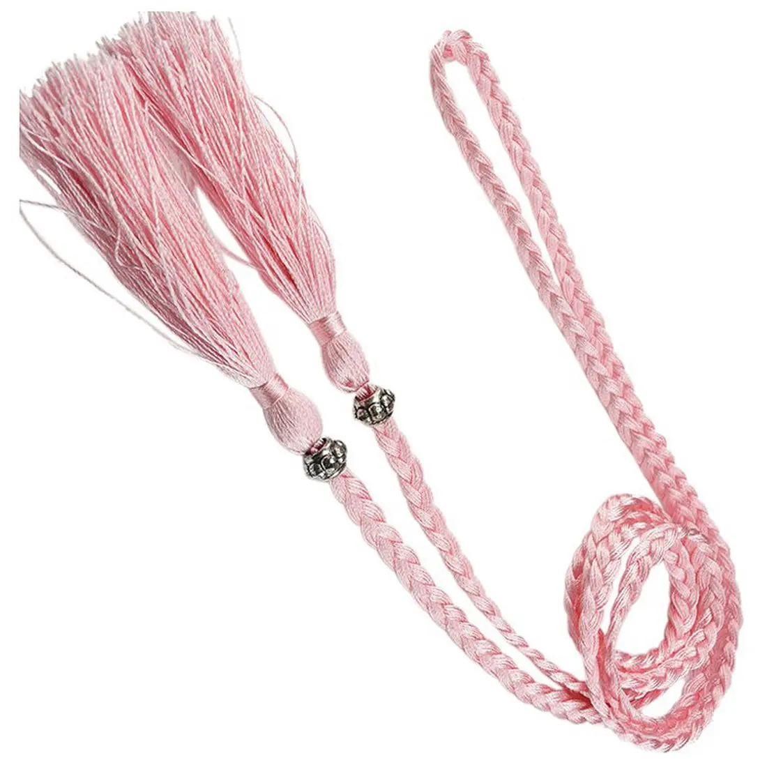 Verwong Woven tassel belt knot decorated waist chain waist rope Pinkin