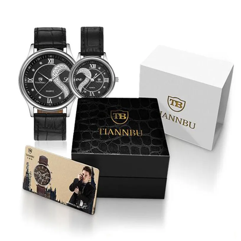 Tiannbu 1 пара/2 шт Часы для влюбленных женщин и мужчин Роскошные ультратонкие кожаные романтические модные пара наручные часы высокого качества