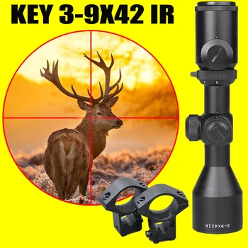 

Hot New KEY 3-9x42 IR Rifle Optics Sniper Scope Compact Riflescopes hunting scopes with 20mm/11mm Rail mounts hunting optics