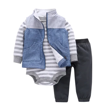 

2020 Top Hot Sale Baby Boys Gilrs Clothes 100% Cotton Coat+pants+baby Romper Autumn Winter Sets 6~24 Months Bodysuit Infant