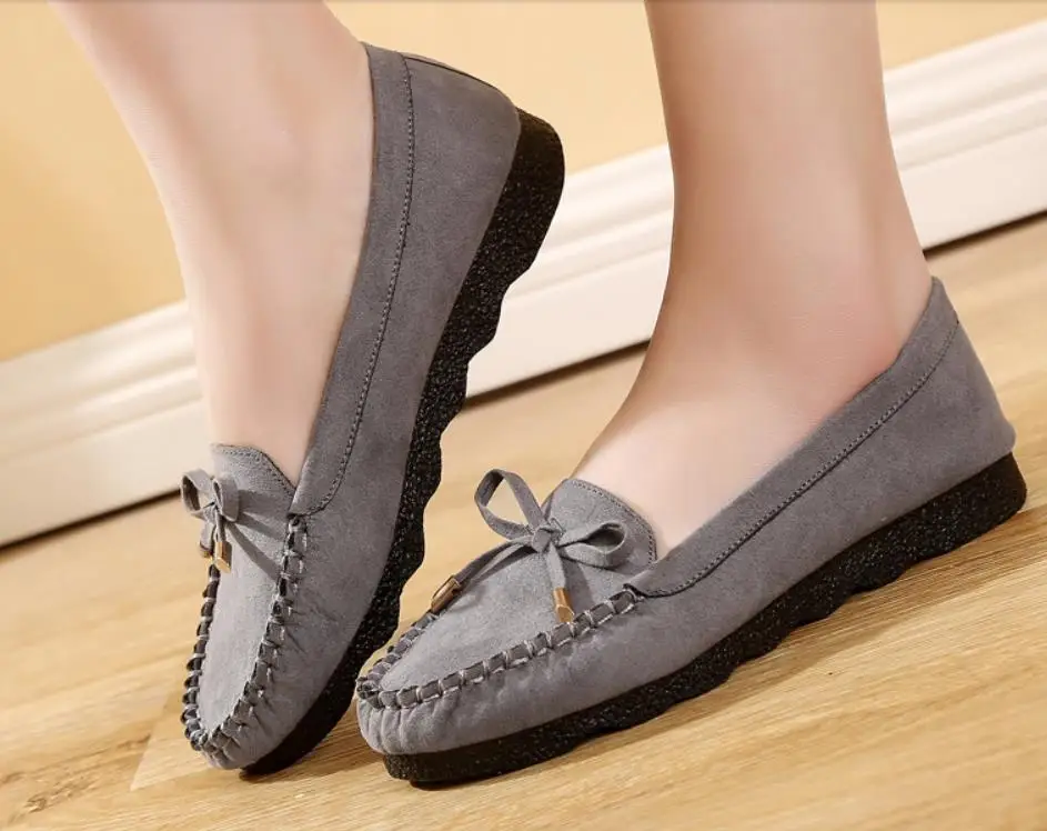 =women's flat casual shoes women soft bottom beans shoes lady bow-ties work shoes comfortable women slip-on loafers single shoes