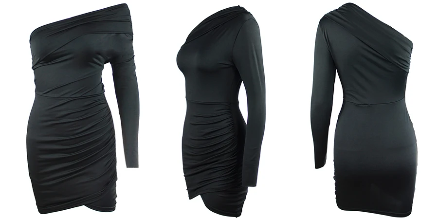 Gladiolus One Shoulder 2019 Spring Autumn Women Dress Long Sleeve Sexy Bodycon Draped Mini Dress Women Short Sexy Club Dresses (20)