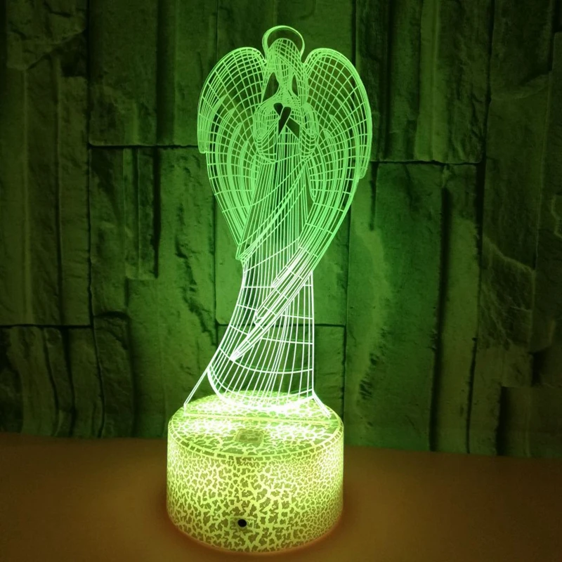 Colorful Angel Shape 3D Touch Led Night Light Home Office Atmosphere Table Lamp for Children Kids Gift USB Light Fixture (4)