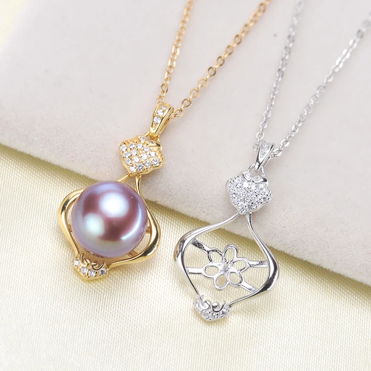 

925 Sterling Silver Pearl Pendant Trendy Nice Quality Necklace Pendant Setting Findings Jewelry Parts Fittings Women Accessories