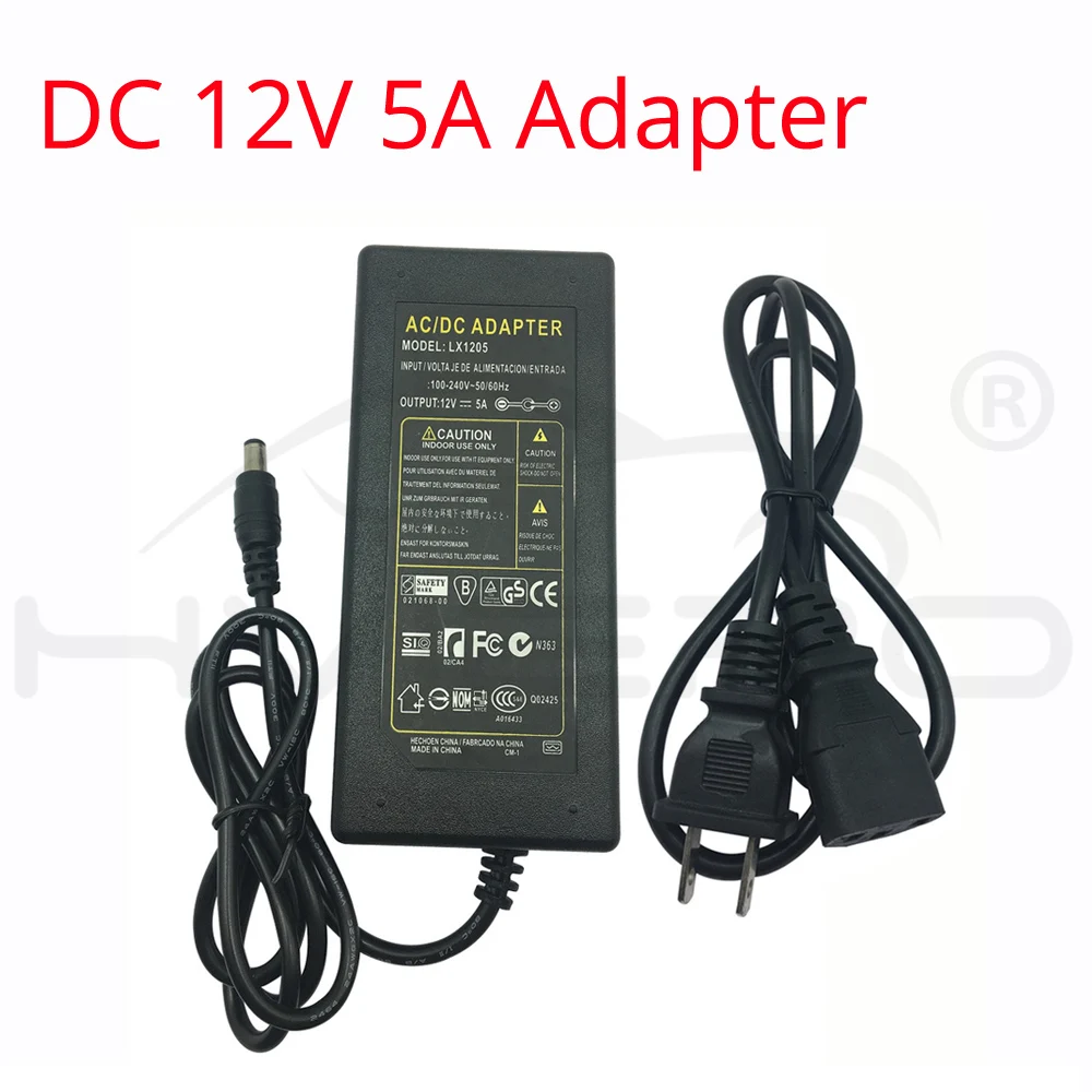 AC 100 V-240 V AC/DC 12V 5A 5,5 мм 2,1 AC DC Питание адаптер Зарядное устройство для 3528 2835 5050 полосы светильник светодиодной ленты нам штепсельная вилка европейского стандарта