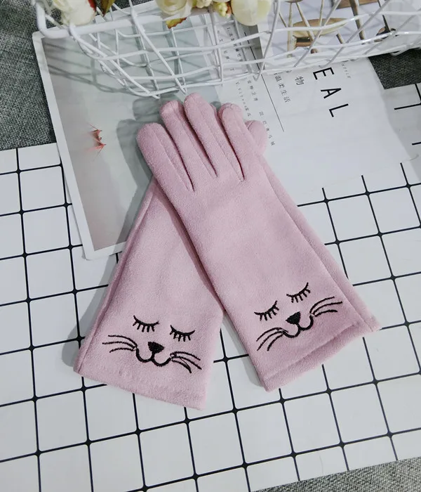 Новые корейские перчатки с сенсорным экраном, шерстяные розовые, черные, серые теплые вязаные перчатки для девочек на весну и зиму, Женские варежки